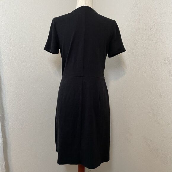 J Crew Womens Wrap Dress Size S Black Short Sleeve Minimalist Neutral Solid - Picture 5 of 10